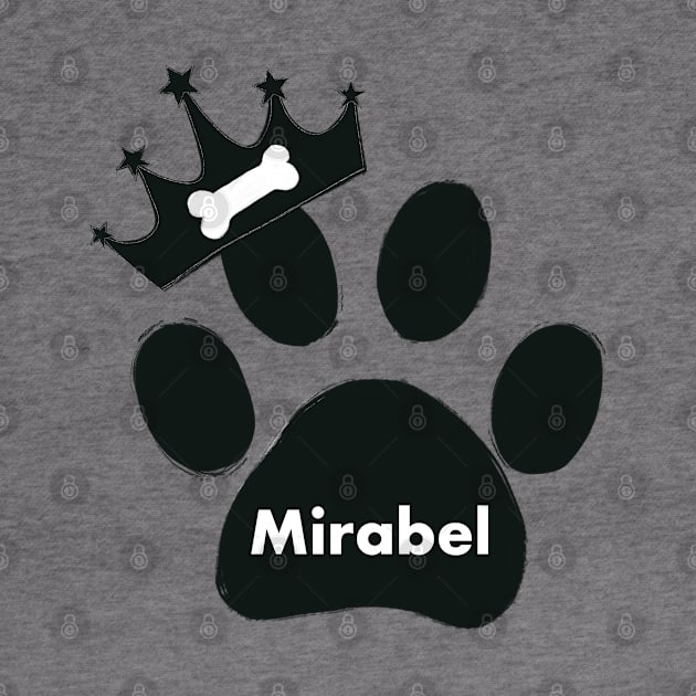 Mirabel name made of hand drawn paw prints by GULSENGUNEL